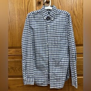J Crew Oxford Slim Adult Mens XS Blue White Plaid Long Sleeve Button Up Shirt